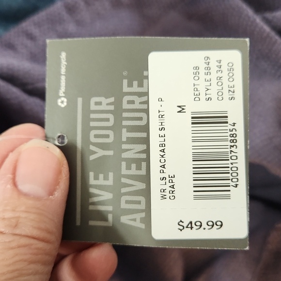 Eddie Bauer Long Sleeve Button Down Packable Shirt in grape - Picture 6 of 7